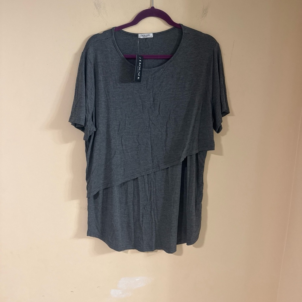 Cotton grey Top: Quarter Sleeve Breastfeeding Shirt…#429 - Picture 5 of 6